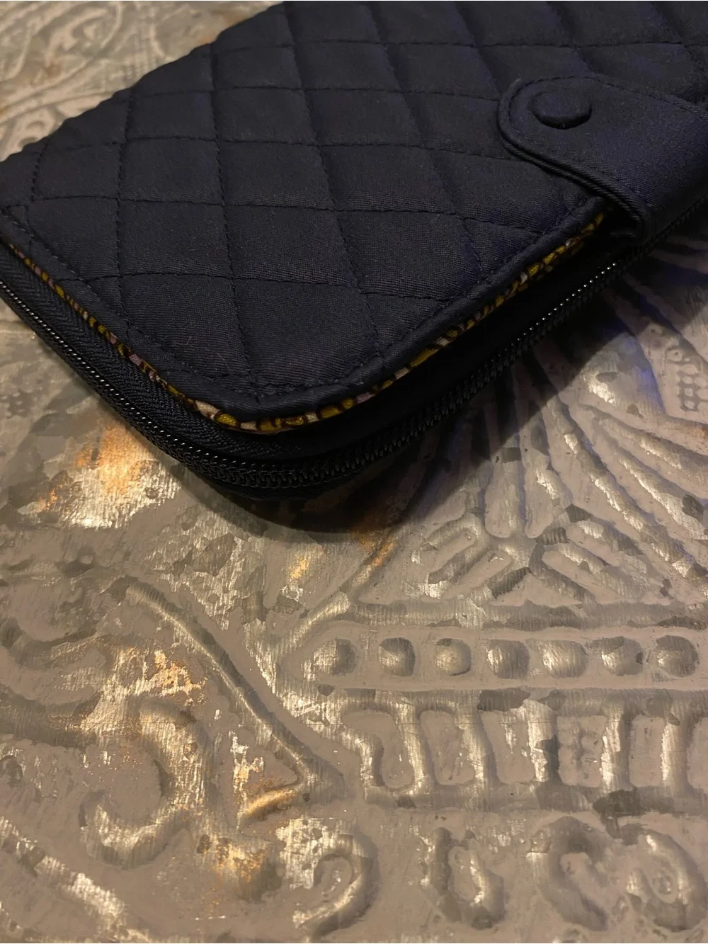 Vera Bradley Large Tab Wallet in Peacoat - Navy Blue Quilted Like New